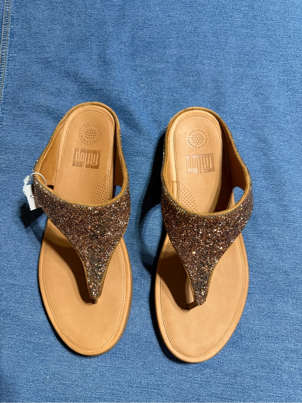 FitFlop Women's Glitter Thong Sandals - Tan/Brown - Picture 2 of 3